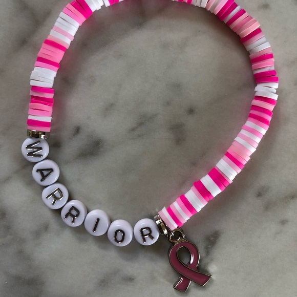 Breast Cancer Awareness Heishi Charm Bracelet | Breast Cancer Awareness Gift - Picture 9 of 12